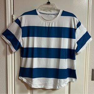 Ladies XL short sleeve pullover striped Top
